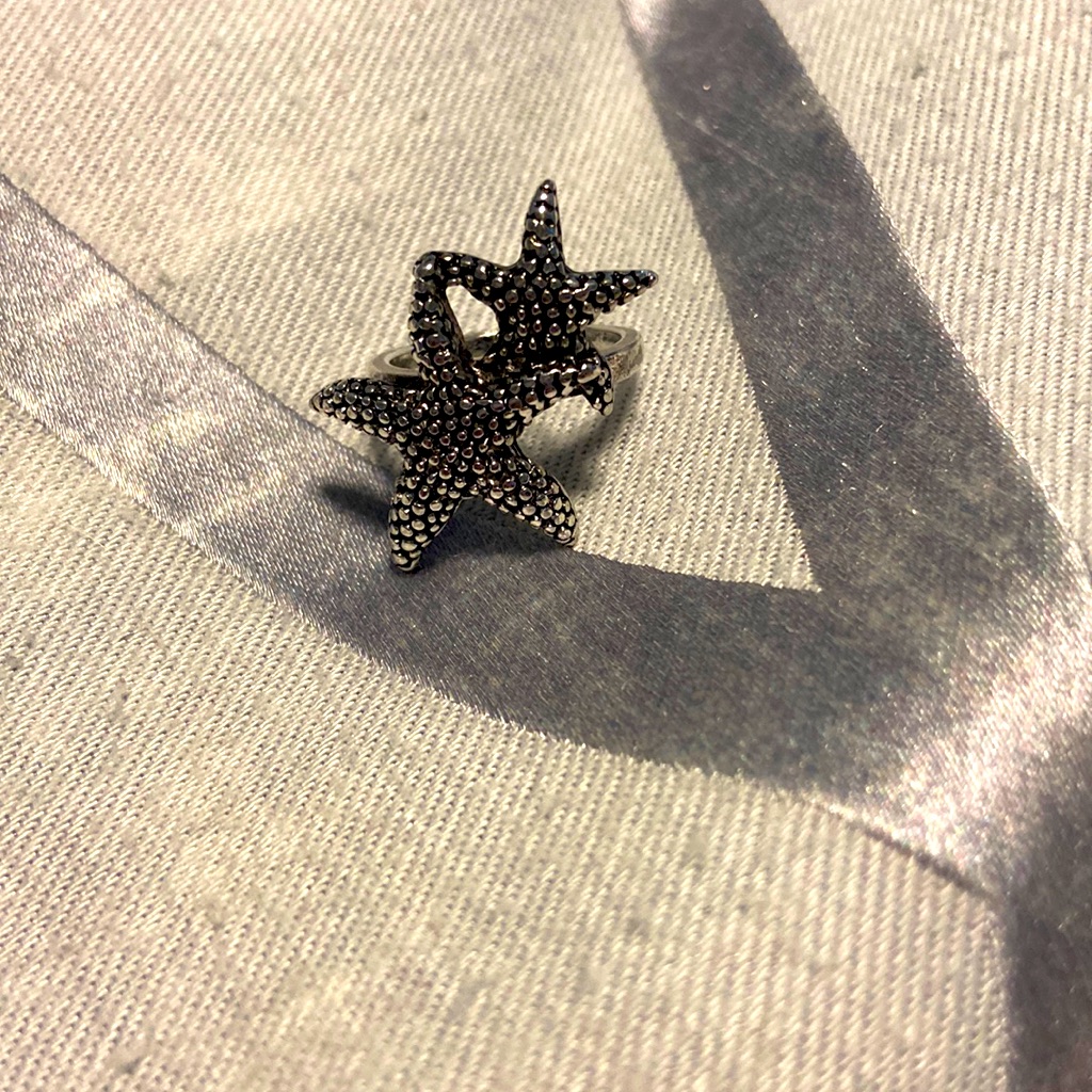 Double Starfish Silver Ring